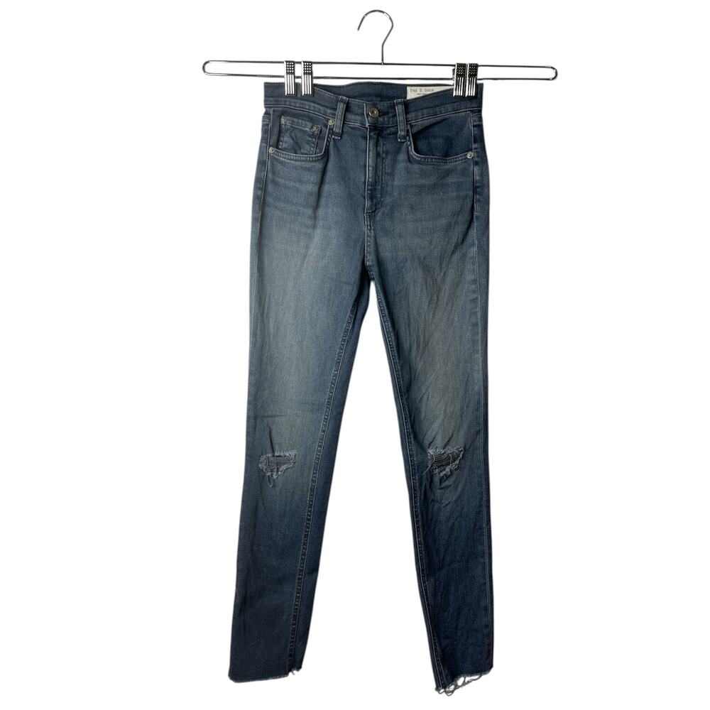 Rag & Bone Women's High Rise Ankle Skinny Jeans Frayed Hem Distressed Size 25